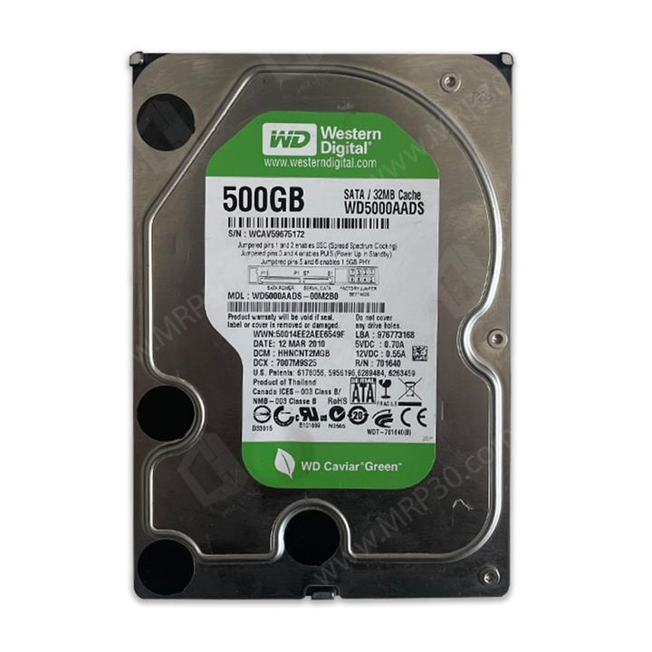 هارد دیسک 500 گیگ سبز وسترن دیجیتال Western Digital Green 500GB Stock – کارکرد بین 600 تا 1000 روز